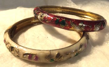 2 ENAMEL BANGLE BRACELETS