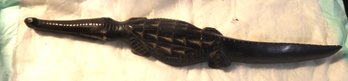 VINTAGE AFRICAN CROCODILE EMBONY WOOD CARVING