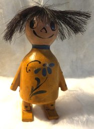 HAND PAINTED WOOD DOLL HAIR MOVES