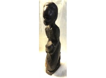 HAND CARVED IRON WOOD WOMEN FIGURINE