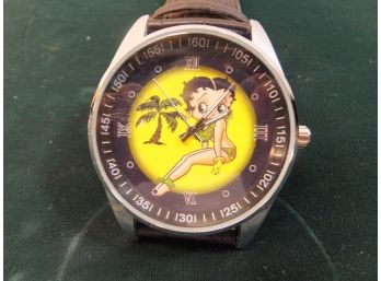MEN'S BETTY BOP WATCH WITH  LEATHER BAND