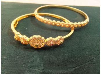 2 LADIES BANGLE BRACELETS WITH STONES