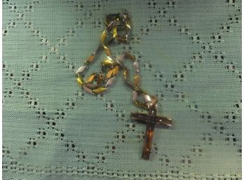 HEAVY STAINLESS STEEL CROSS AND 24' CHAIN