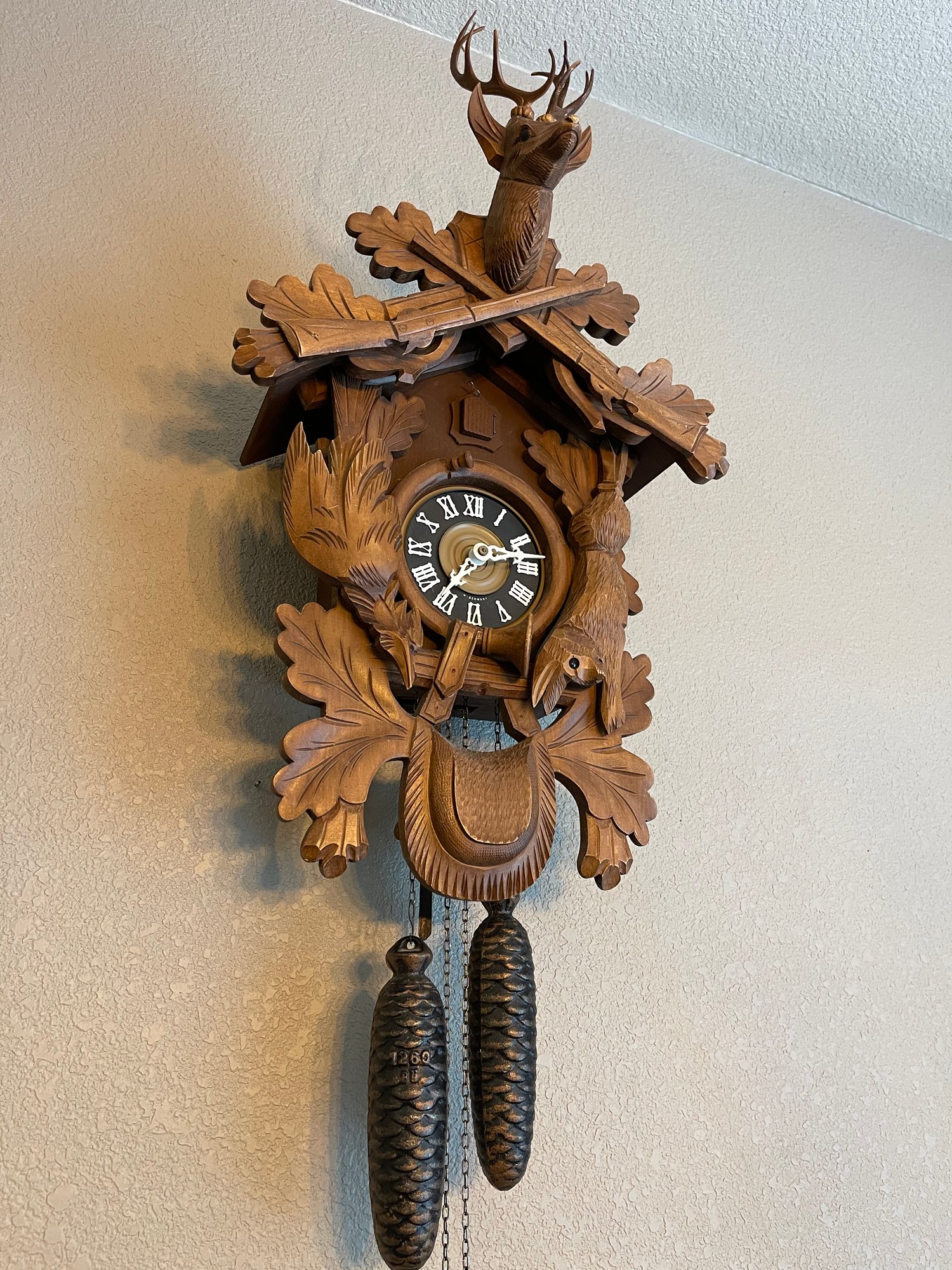 Massive West Germany Hand Carved Antique Black Forest Cuckoo Clock