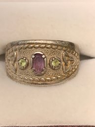 Sterling Silver Celtic Knot  Amethyst Ring