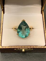 Huge Vermeil Pear Shaped Topaz Statement Ring