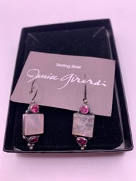 Lovely Sterling Silver Rose Quartz Garnet Earrings