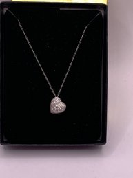Pave Diamond 14kt White Gold Heart Pendant