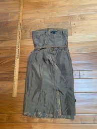 Vintage Ralph Lauren Designer Tapestry Dress With Gold Metalic