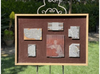Vintage Framed SF Opera Guild Letterpress Blocks On Burgundy Velvet