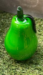 Vintage Hand-Blown Green Glass Pear