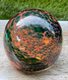 Vintage Studio Art Glass Paperweight  Tortoiseshell Swirl Design