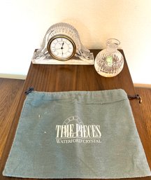 Vintage WATERFORD Mantle Clock And Crystal Vase