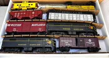 (C61) Rail Carrier Filled With Train Cars - Complete Set With Diesel Engine