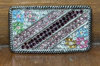 Upcycled Multicolored Rhinestones Belt Buckle