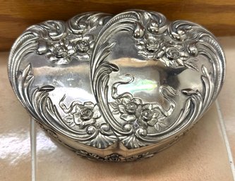 Antique  ELEANOR CLAIRE Floral Heart Shaped Jewelry Box