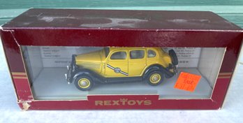 (P20) REXTOYS Ford 1935 Touring Sedan Yellow Cab 50 Die Cast Car