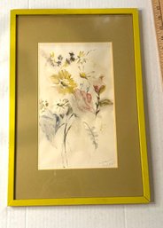 Vintage Signed Floral Water Color Art Framed