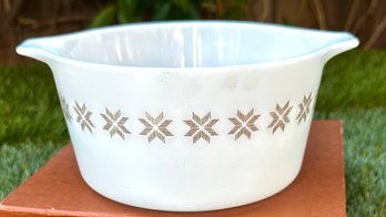 Vintage PYREX White Brown Stripes Mixing Bowl