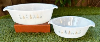 Vintage FIRE-KING Starburst Baking Dishes S/2