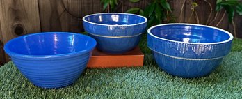Vintage Stoneware Mixing Bowls S/3