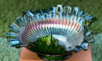 Vintage FENTON Glass Ruffled Candy Bowl