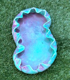 Vintage MCM Artistic California #208 Pottery Pink & Green Pinch Bowl