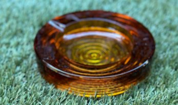 Vintage Amber Glass Ashtray Or Trinket Dish
