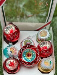 Vintage West German Glass Christmas Ornaments S/8