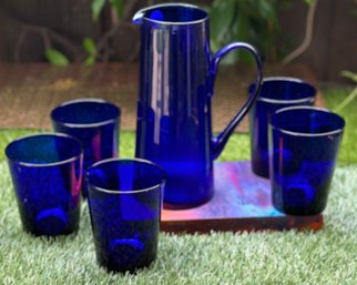 Vintage Cobalt Pitcher Set