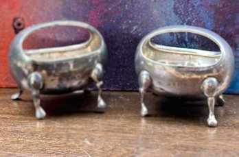 Antique 1850s STERLING SILVER Salt Cellars S/2