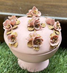 Vintage Trinket Floral Porcelain Covered Jar