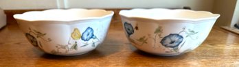 Vintage LENOX Butterfly Meadow Pair Of 9'  Vegetable Bowls By  Louise Le Luyer