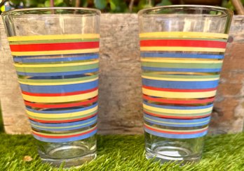S/2 Vintage Striped Fiesta Mambo Glasses