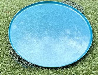 Vintage Hollywood Regency Moire Glaze Kyes Hammered Bar Tray