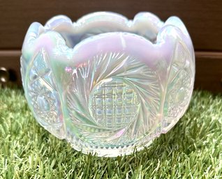 Vintage FENTON White Opalescent Rose Bowl