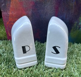 Vintage White Mid Century Ceramic Salt And Pepper Shakers
