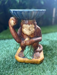 Vintage MCM Ceramic Monkey Figure Plant Stand Decor