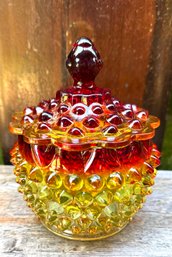 Vintage FENTON Hobnail Jar With Lid