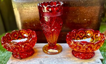 Lot Of Amberina Moon And Stars Glass