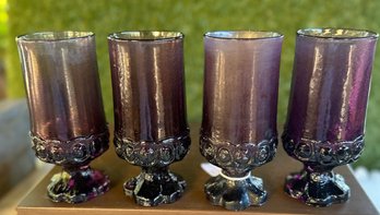 Stunning Vintage Tiffin Franciscan Amethyst Pedestal Tumbler Glasses