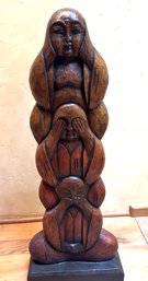 Vintage Hear, See Speak No Evil Figurine Wooden Statue Sculpture (Large)