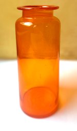 Vintage Orange MCM Handblown Glass Vase