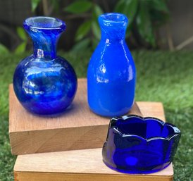Vintage Cobalt Blue Glass Lot