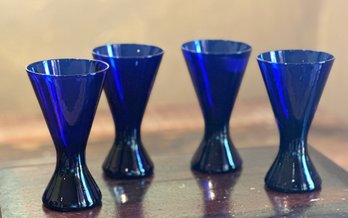 MCM Cobalt Blue Stemless Barware Glasses S/4