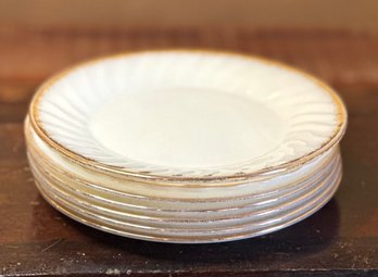 MCM White Milk Glass FIRE KING Plates S/7