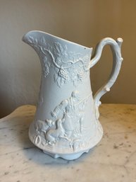 (A28) Antique Moulded Jug 'Ranger' Samuel Alcock & Co. Cobridge 1850s