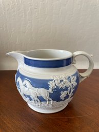 (A13) Antique Jasperware COPELAND Jug - Majestic Horses