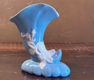 Vintage Weller Pottery Matte Blue Cornucopia Vase