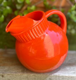 Vintage Round Red-orange Pitcher Slant Pitcher